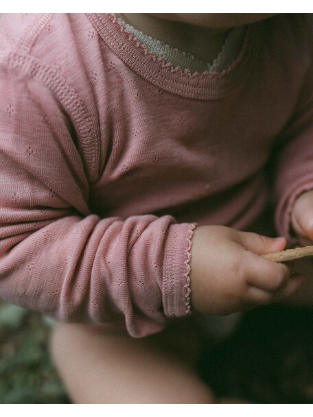 Unaduna Shirt longleeves pointelle wool/silk - cameo rose