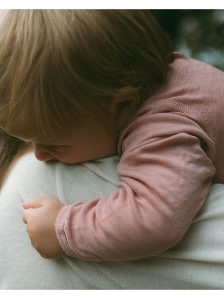 Unaduna Shirt longleeves pointelle wool/silk - cameo rose