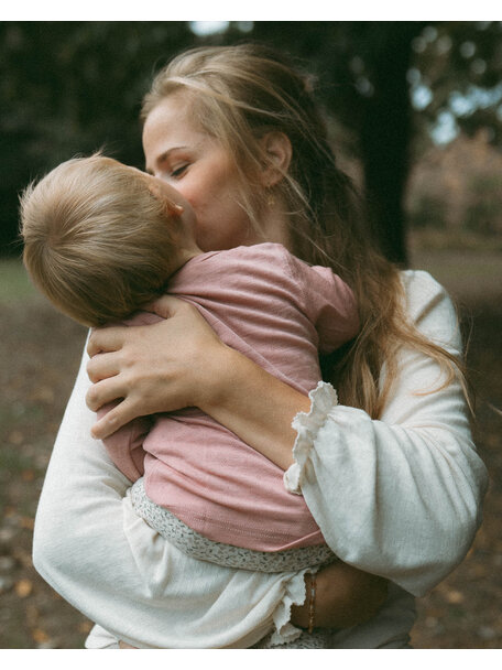 Unaduna Shirt longleeves pointelle wool/silk - cameo rose