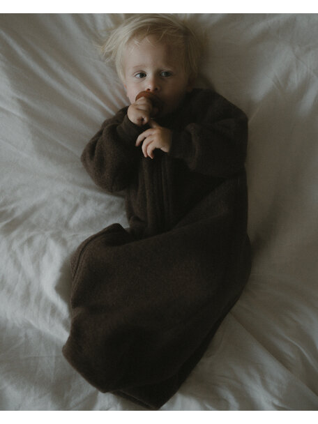 Unaduna X Engel Sleeping bag merino wool fleece - cocoa