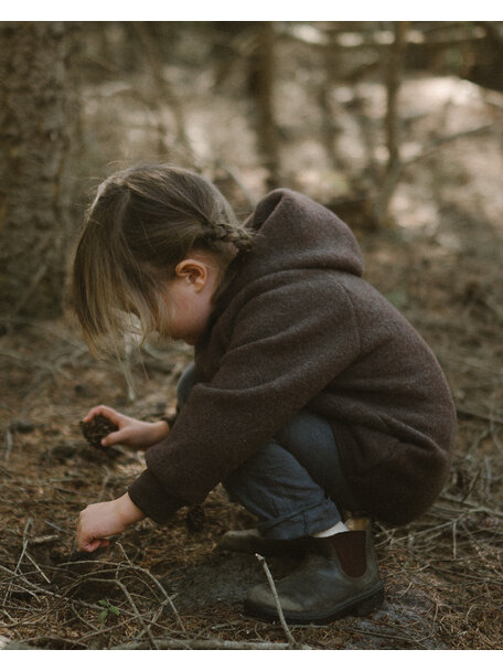 Unaduna X Engel Children's jacket wool fleece - cocoa