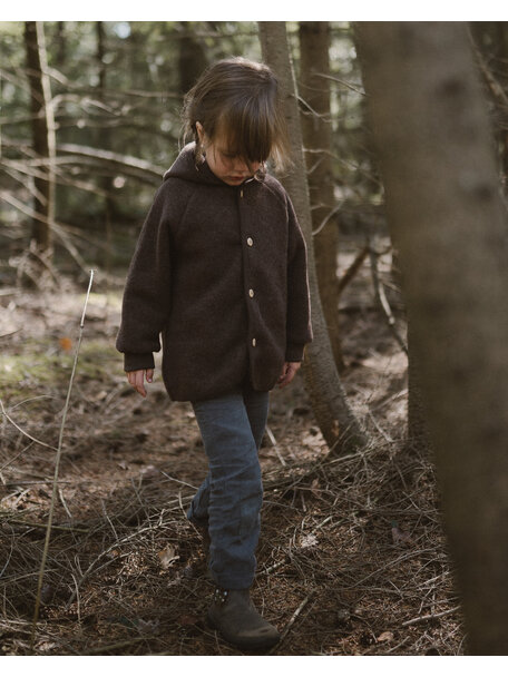 Unaduna X Engel Children's jacket wool fleece - cocoa