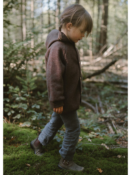 Unaduna X Engel Children's jacket wool fleece - cocoa