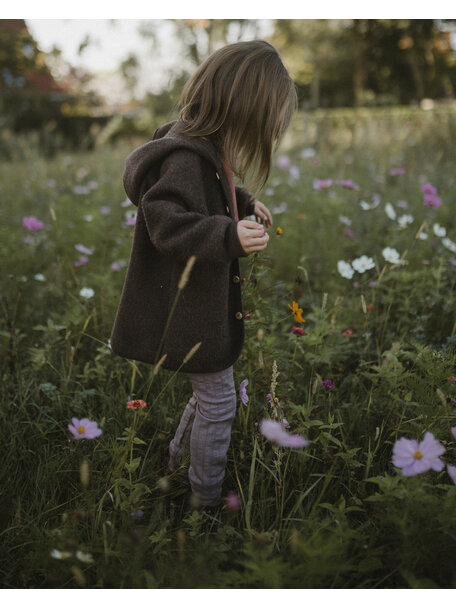 Unaduna X Engel Children's jacket wool fleece - cocoa