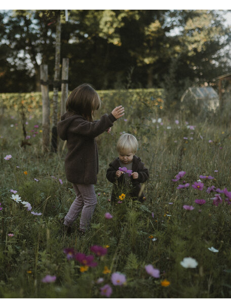 Unaduna X Engel Children's jacket wool fleece - cocoa