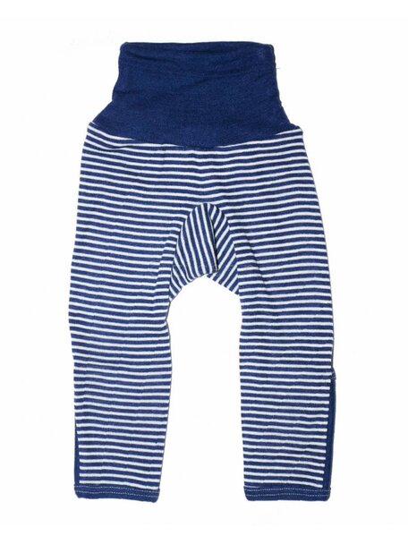 Cosilana Baby Pants With Scratch Protection Striped Wool/Silk - Blue