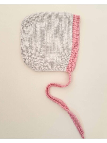 Hvid Merino Wool Bonnet - cream /bubblegum