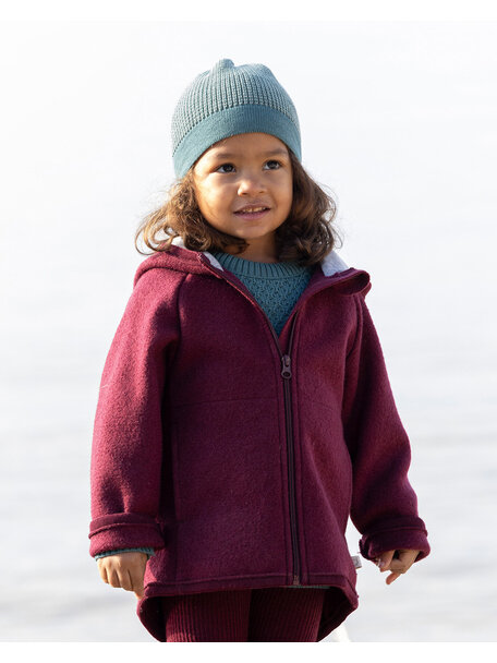 Disana Boiled wool jacket with zipper - cassis