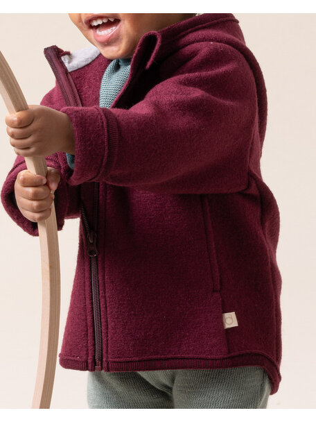 Disana Boiled wool jacket with zipper - cassis