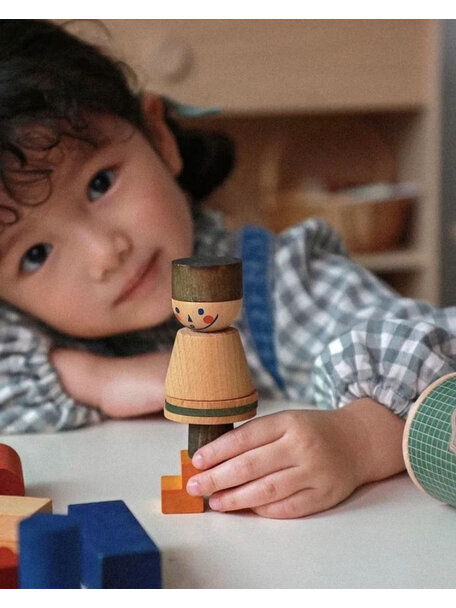 Wooden Story Stacking toy stick figure - number 3