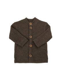 Joha Heavy Rib Cardigan wool - brown melange