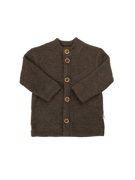 Joha Heavy Rib Cardigan wool - brown melange