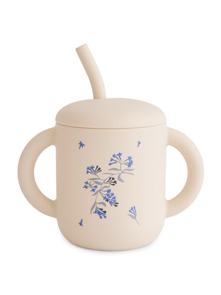 Mushie Training cup with straw - lilac flowers