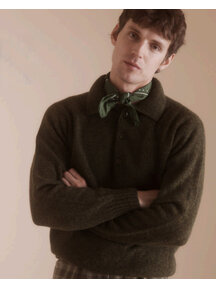 Harley Sweater with polo collar - scots pine