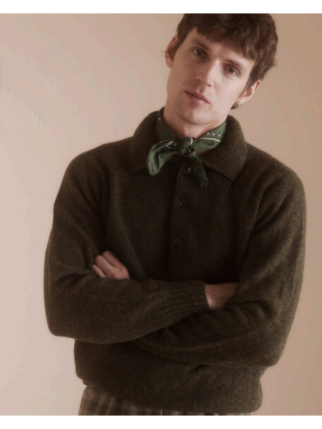 Harley Sweater with polo collar - scots pine