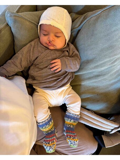 Grödo Thick Baby Socks Wool - blue/red