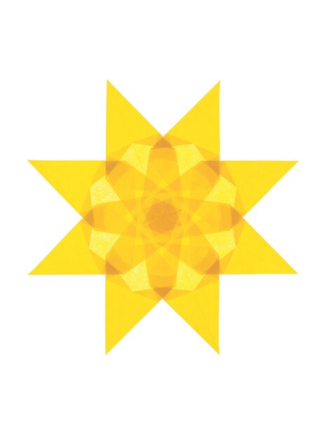 Handmade Folding window stars average - light yellow