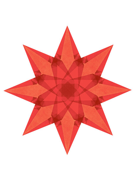 Handmade Folding window stars average - carmine red