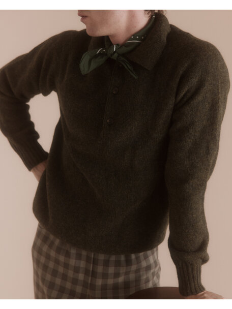 Harley Sweater with polo collar - scots pine