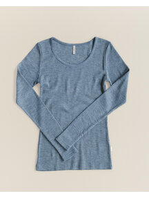 Unaduna Women's shirt long sleeves of wool rib - nila