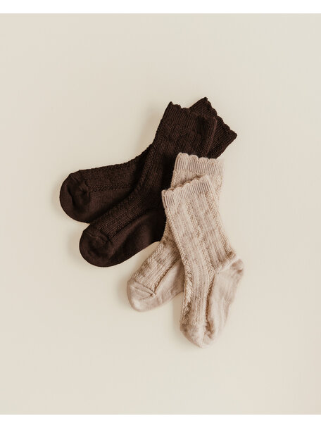 Unaduna Ajour children's socks made of wool - maca