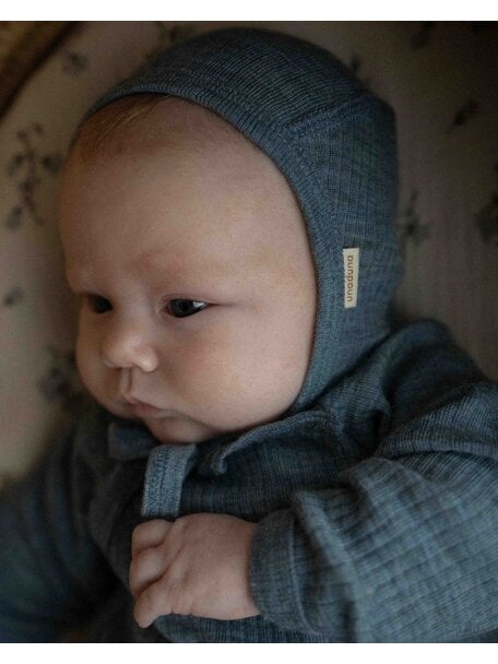 Unaduna Baby bonnet of wool rib - nila