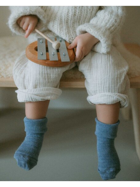 Unaduna Tiny rib children's socks made of wool - nila