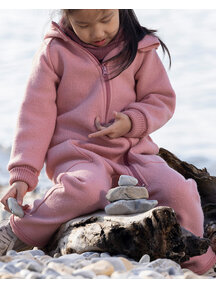 Disana Boiled wool overalls with zip - soft pink