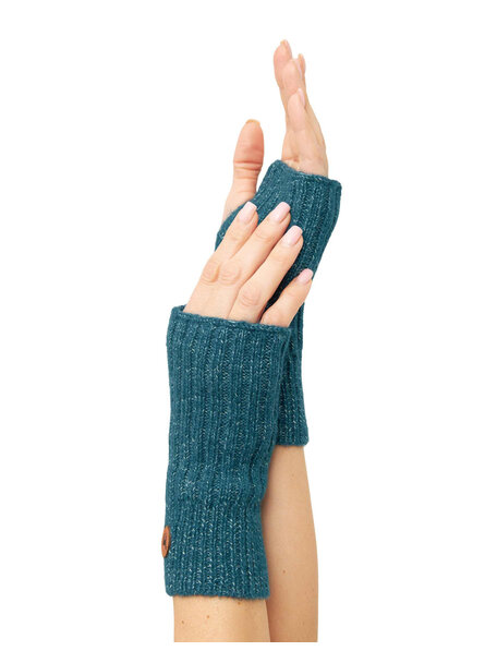 Apu Kuntur Wrist warmers from alpaca wool - sea green