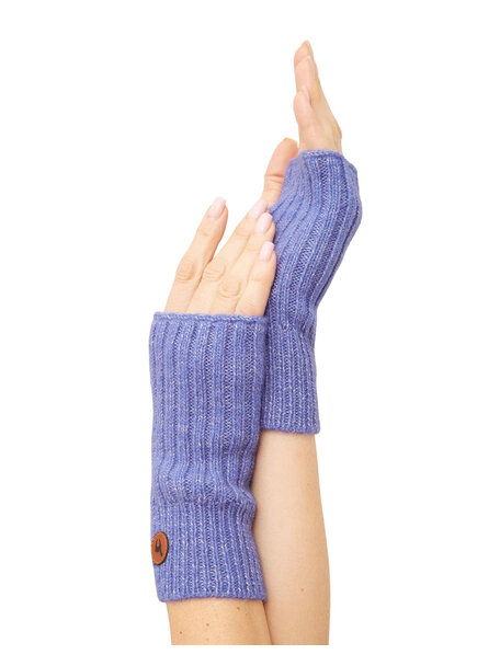 Apu Kuntur Wrist warmers from alpaca wool - cornflower