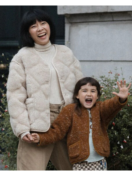 Alwero Children's vest Koru - caramel multi dots