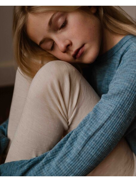 Unaduna Kids leggings pointelle wool/silk - munkki