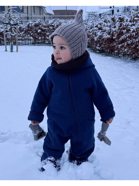 Disana Boiled wool overalls with zip - navy