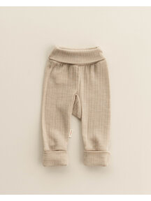 Unaduna Baby pants 2 in 1 feet rib wool/silk - maca