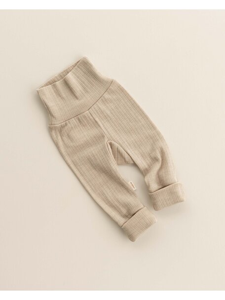Unaduna Baby pants 2 in 1 feet rib wool/silk - maca