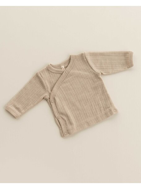 Unaduna Baby wrap-around shirt rib wool/silk - maca