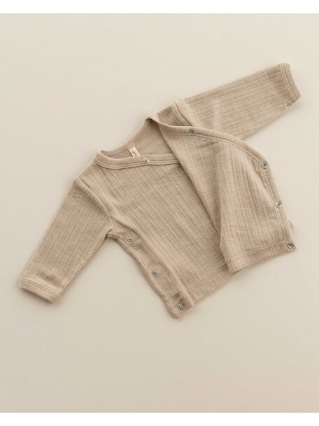Unaduna Baby wrap-around shirt rib wool/silk - maca
