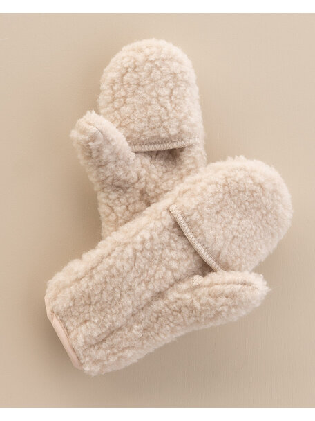 Alwero Wool plush women's mittens - beige