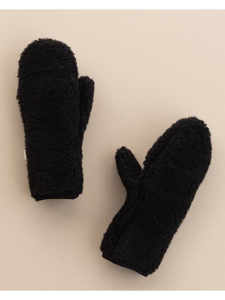 Alwero Wool plush women's mittens - black