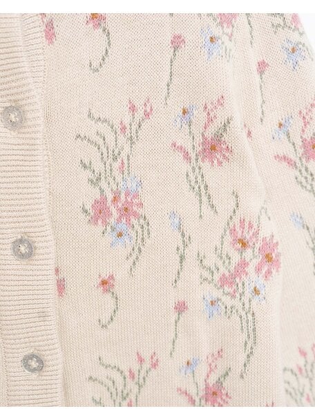 Hanevild Children's cardigan with flowers - summer sand