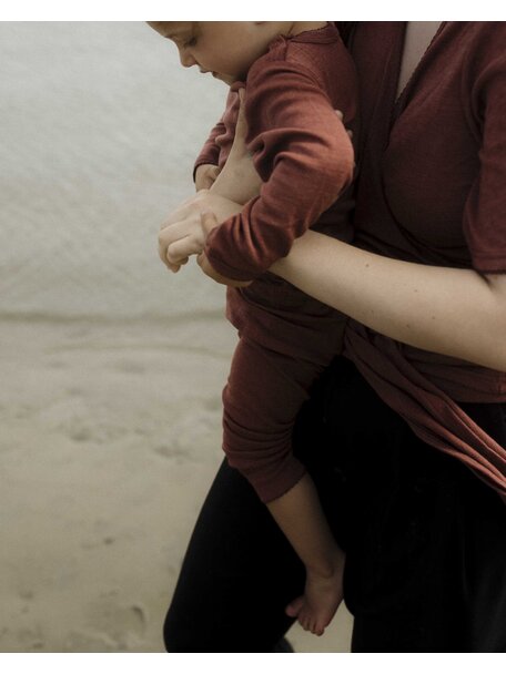 Unaduna Baby leggings pointelle wool/silk - henna dune