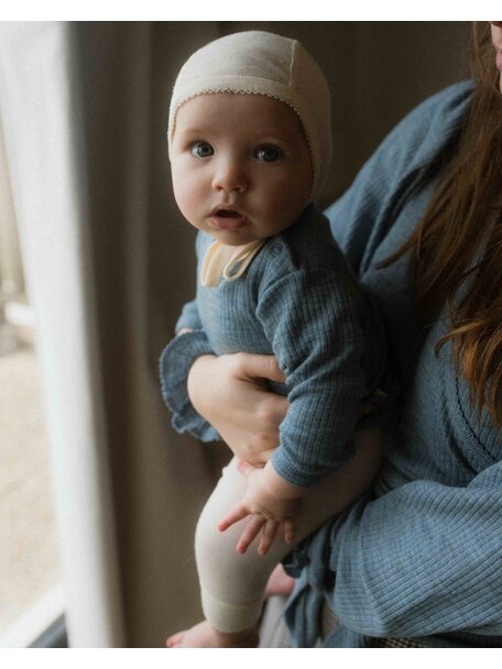 Unaduna Baby blouse of wool rib - nila