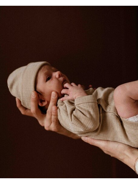 Unaduna Baby hat rib wool/silk - maca