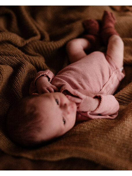 Unaduna Wrap around body pointelle wool/silk - cameo rose