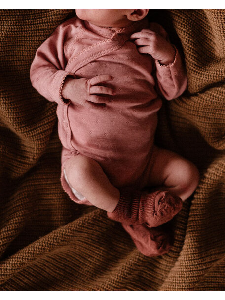 Unaduna Wrap around body pointelle wool/silk - cameo rose