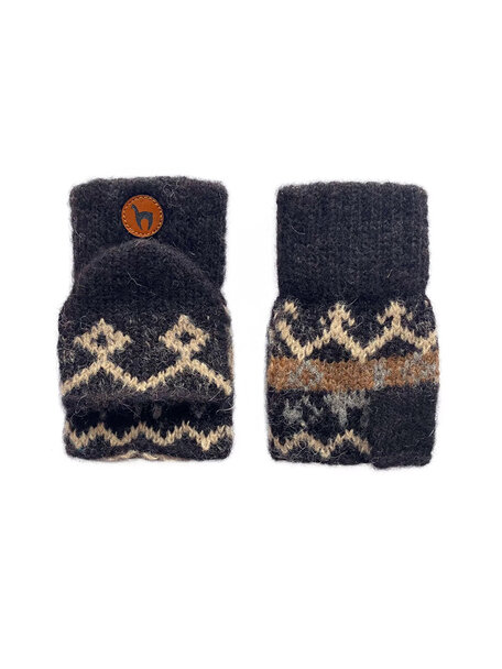 Apu Kuntur Kids mittens from alpaca wool - black