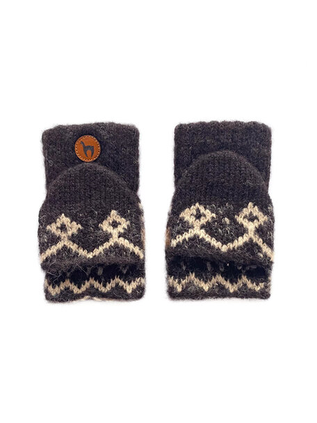 Apu Kuntur Kids mittens from alpaca wool - black
