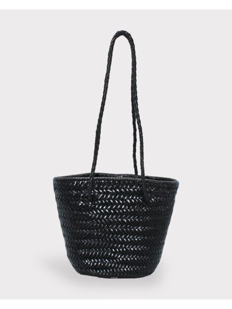 Sook Hand-woven leather bucket bag  Carmel - black