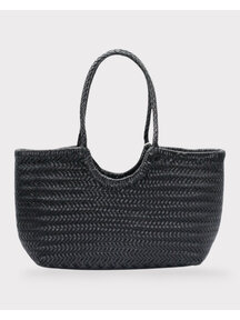 Sook Hand-woven leather bag Carmel - black