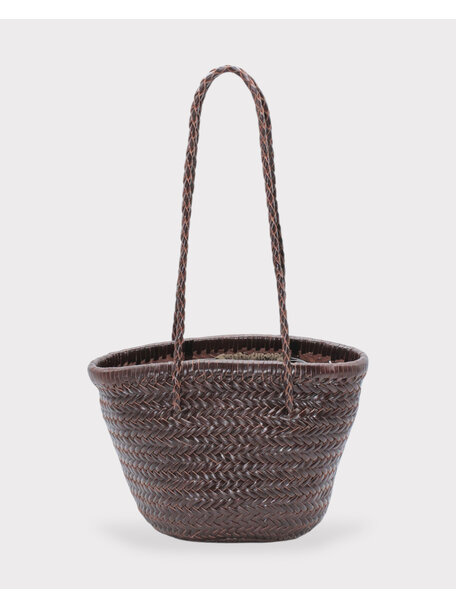 Sook Hand-woven leather bucket bag Carmel - chocolate